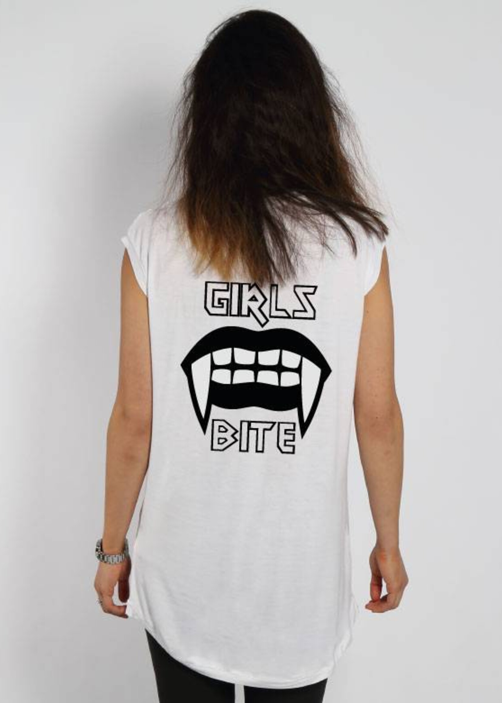 GIRLS BITE SLEEVELESS TEE WHITE