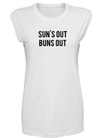 SUN'S OUT BUNS OUT SLEEVELESS TEE WHITE