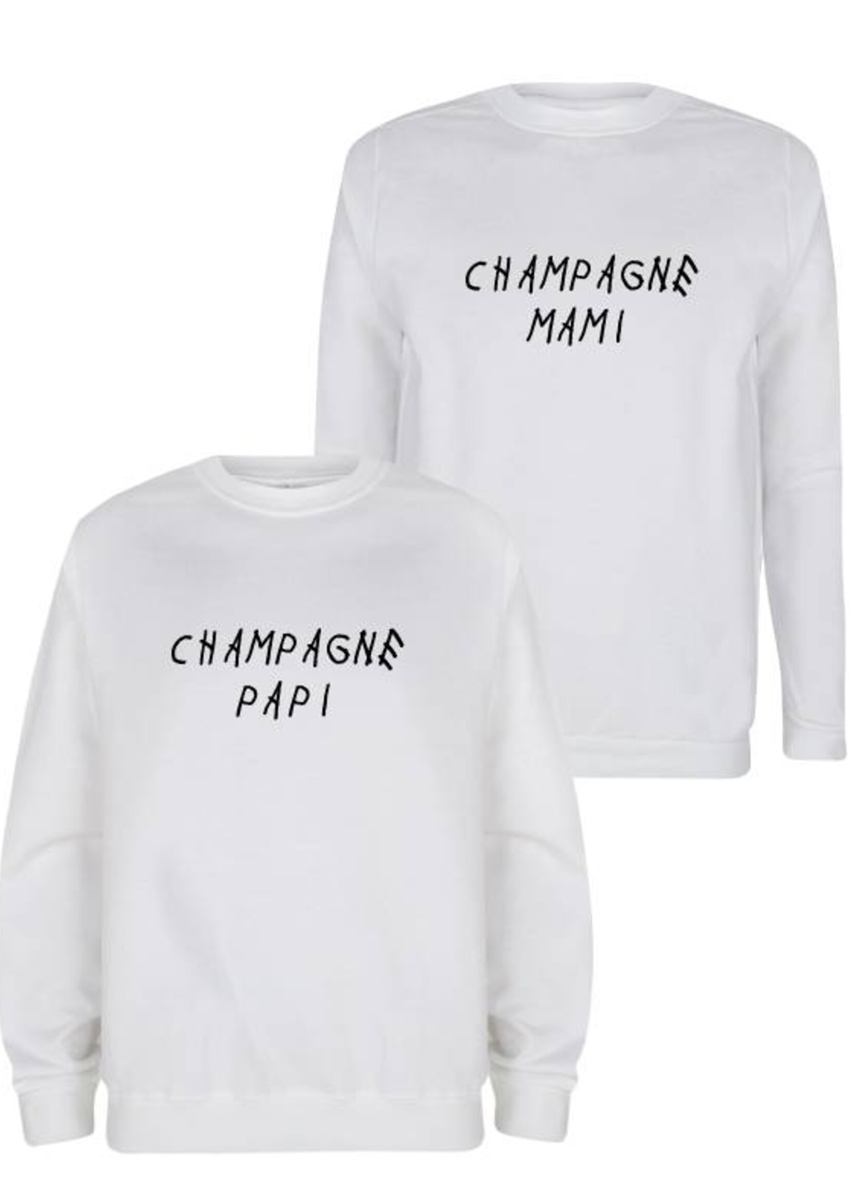 CHAMPAGNE PAPI & MAMI COUPLE SWEATERS