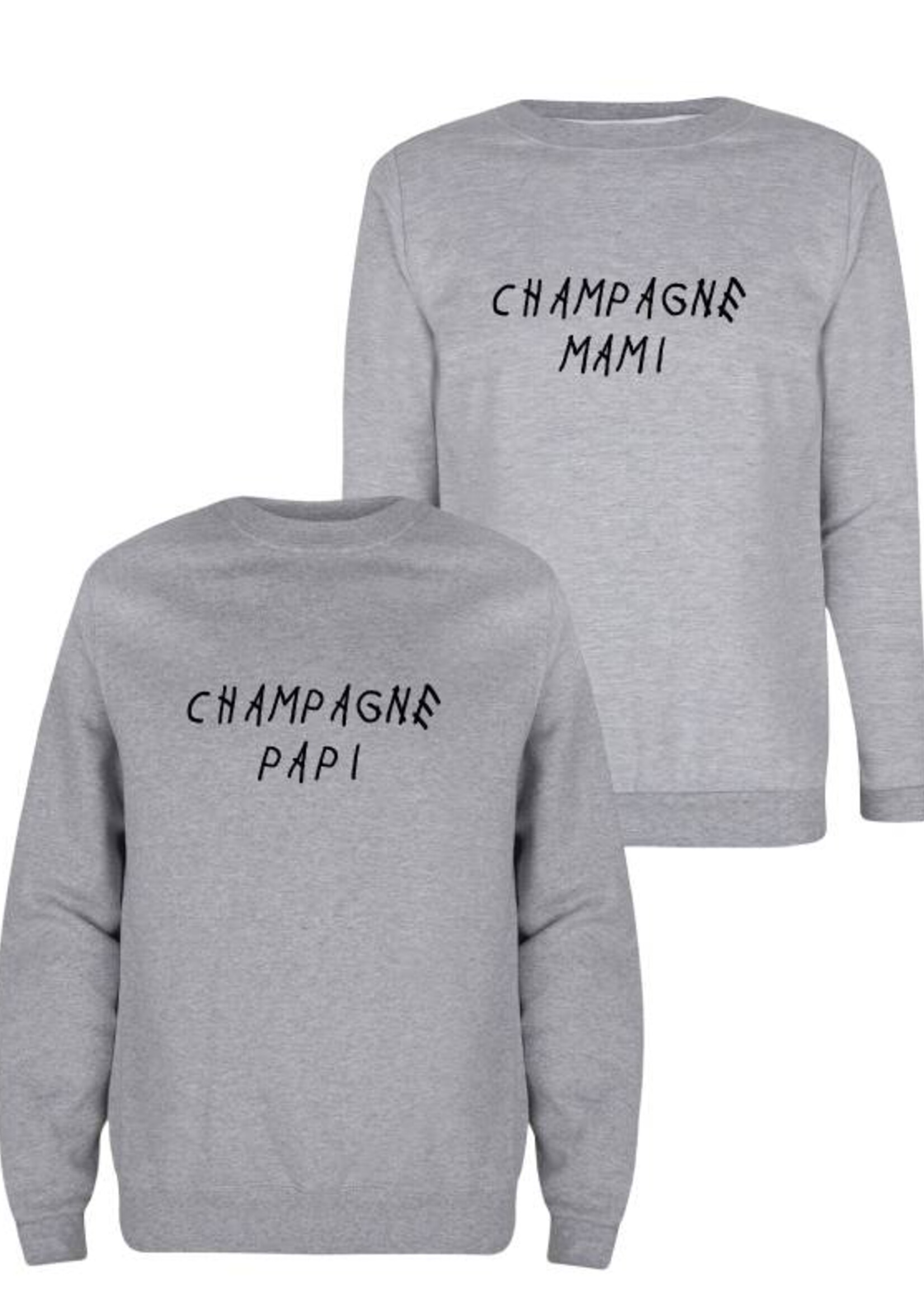 CHAMPAGNE PAPI & MAMI COUPLE SWEATERS