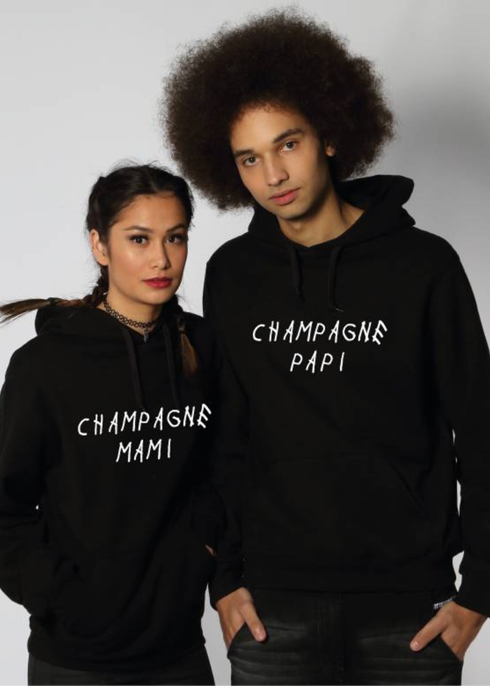 CHAMPAGNE PAPI & MAMI COUPLE HOODIES