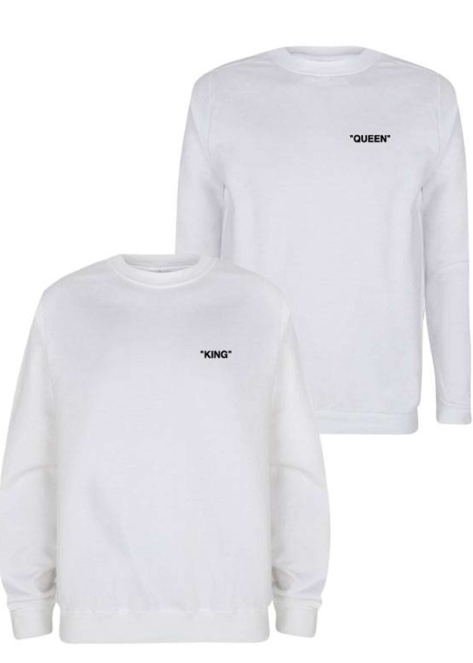 KING & QUEEN QUOTE COUPLE SWEATERS