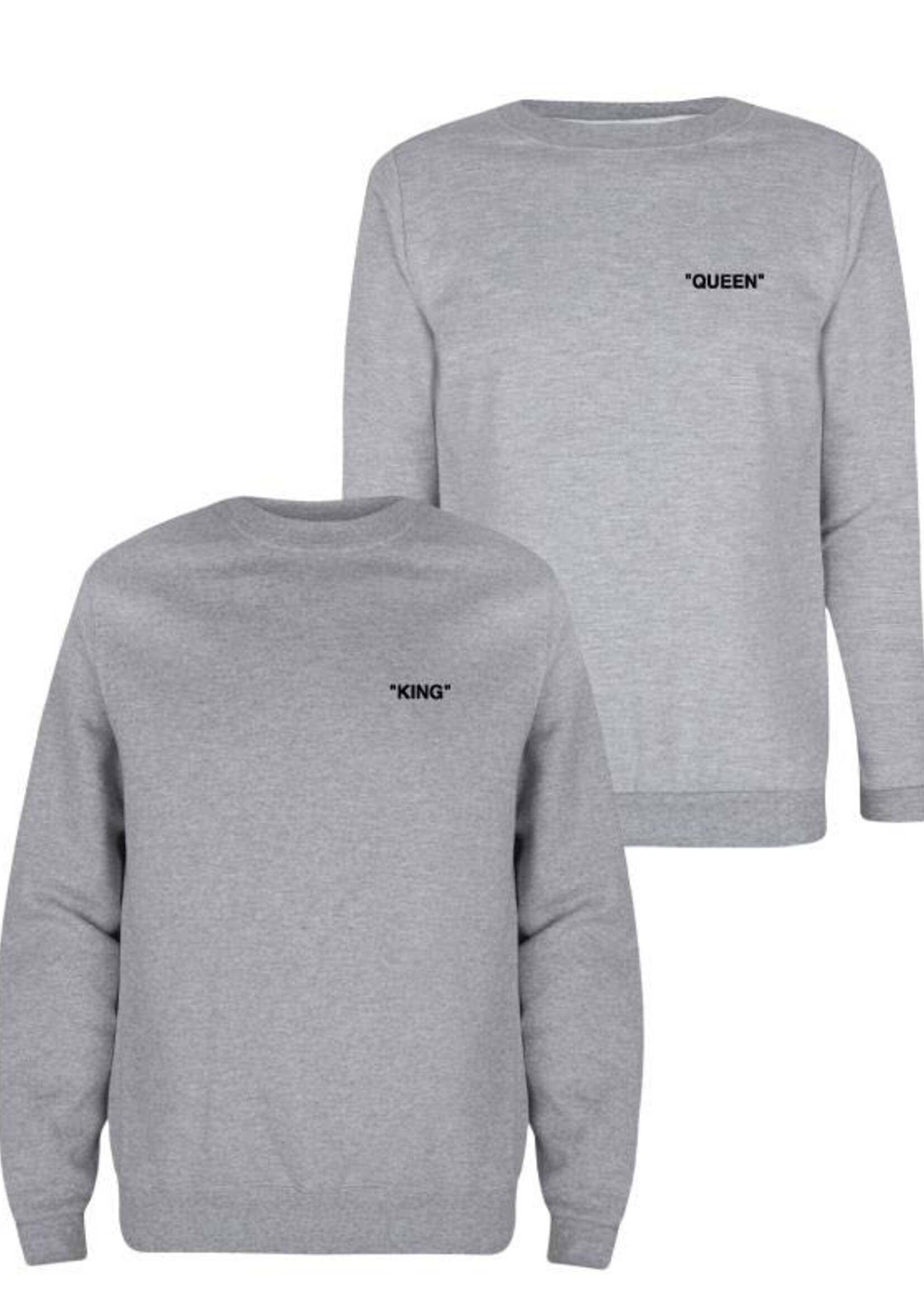 KING & QUEEN QUOTE COUPLE SWEATERS