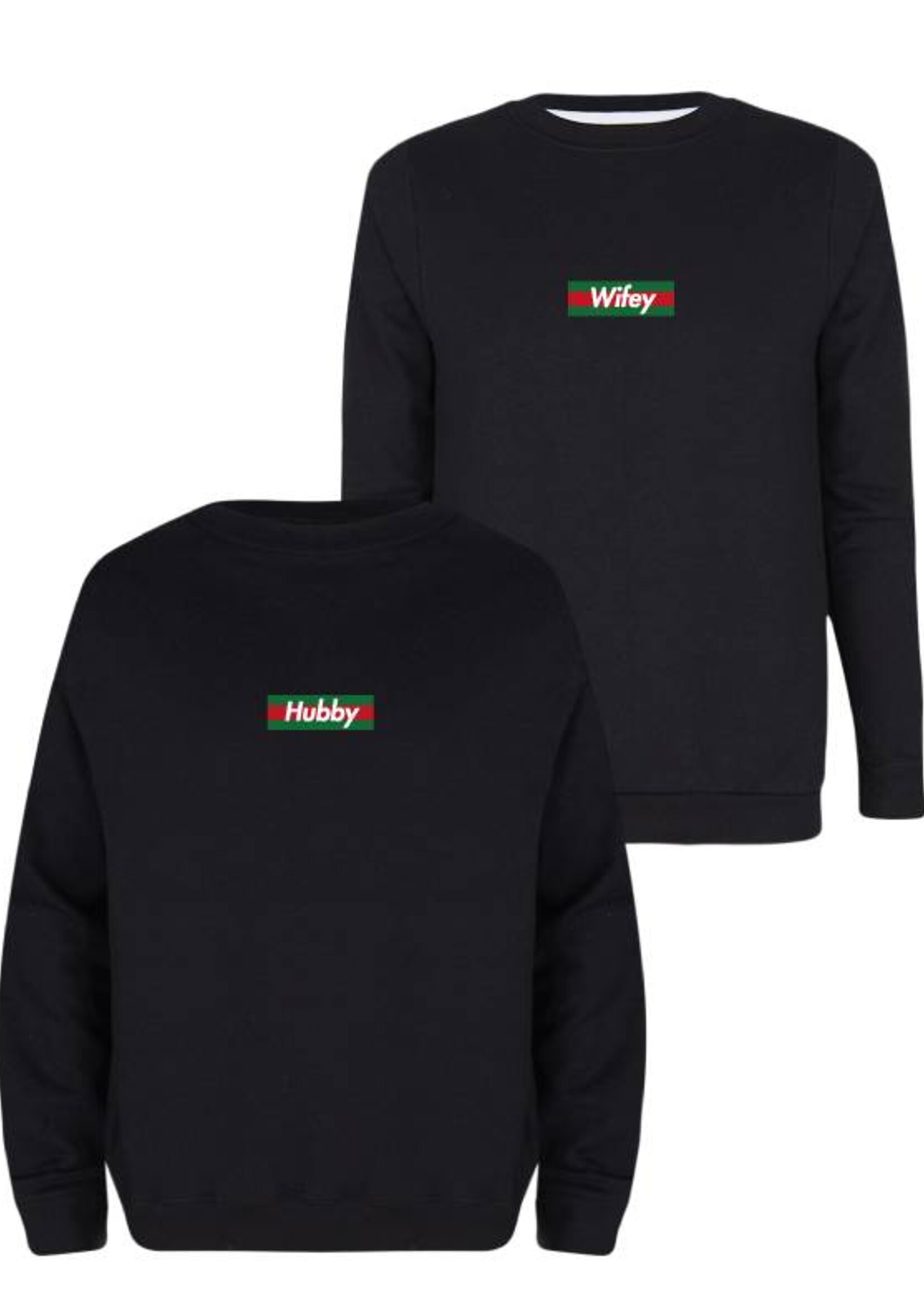 HUBBY & WIFEY STRIPED COUPLE SWEATERS