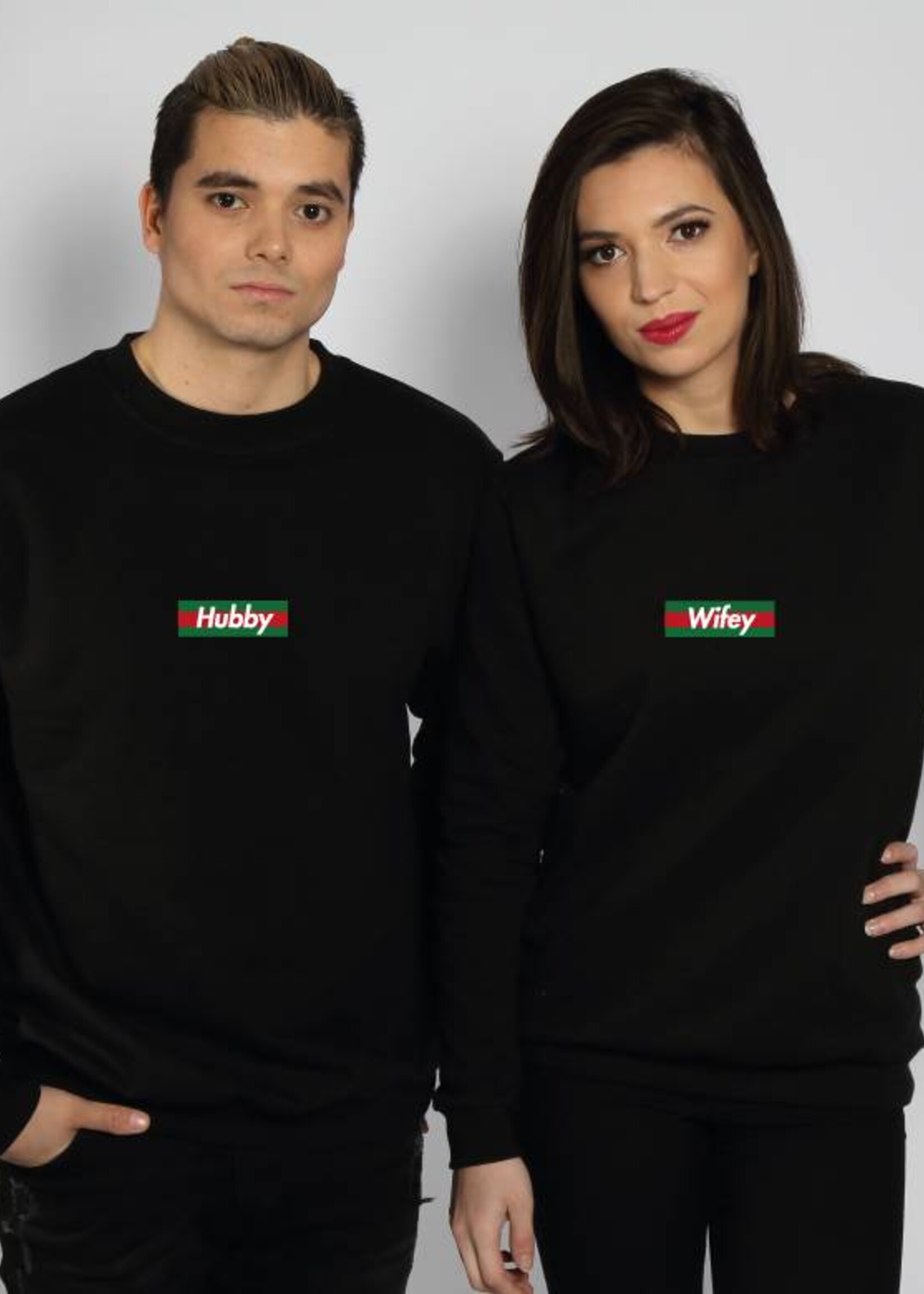HUBBY & WIFEY STRIPED COUPLE SWEATERS