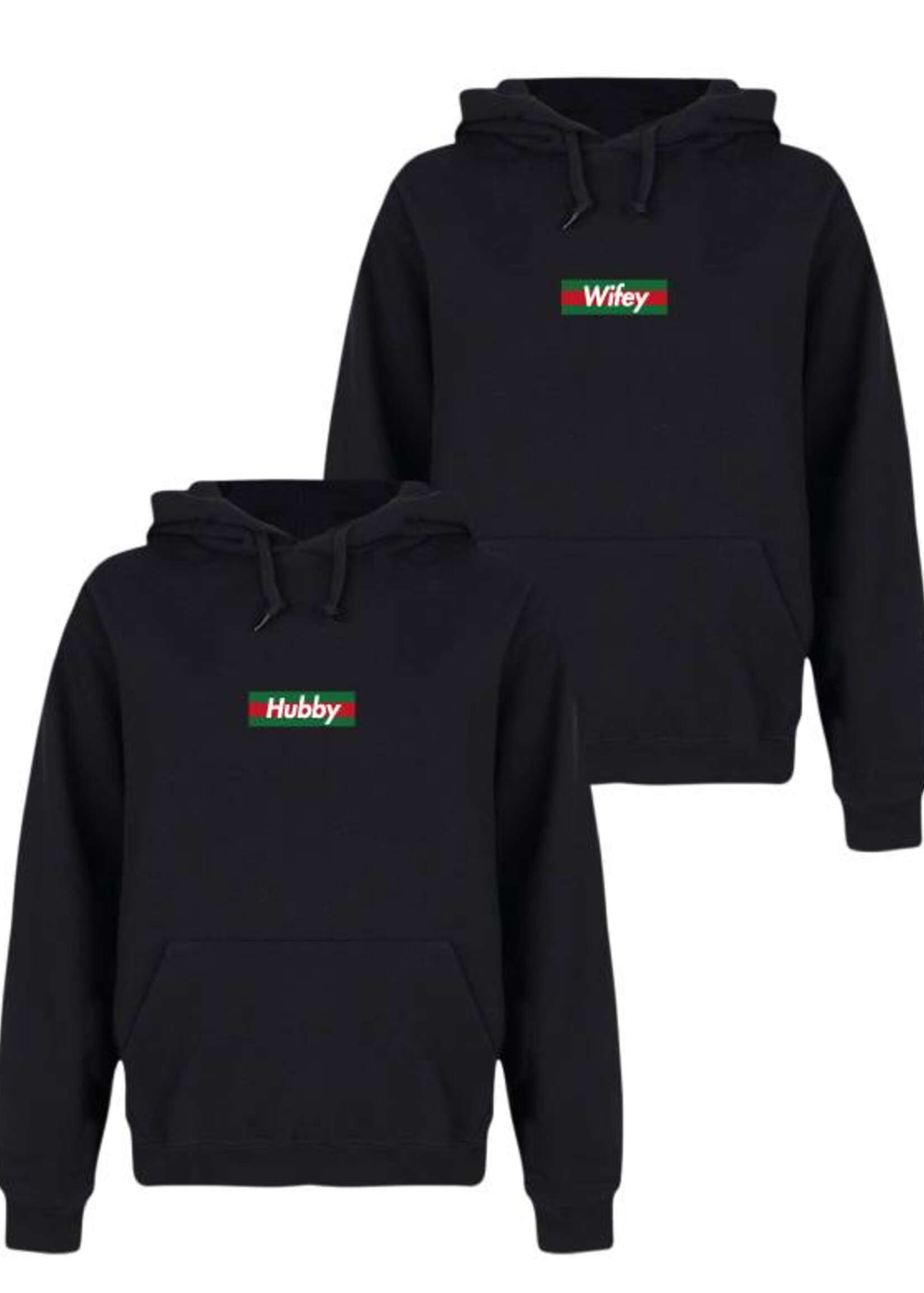 HUBBY & WIFEY STRIPED COUPLE HOODIES