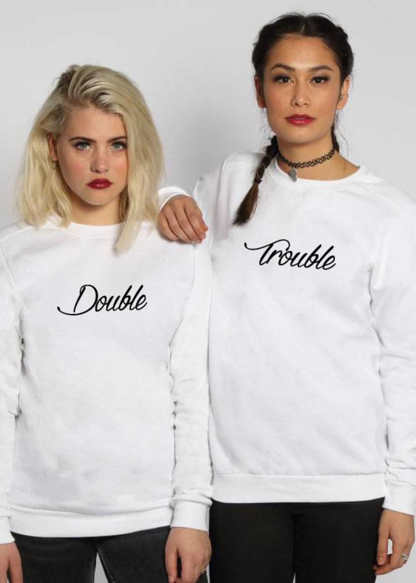 DOUBLE TROUBLE BFF SWEATERS