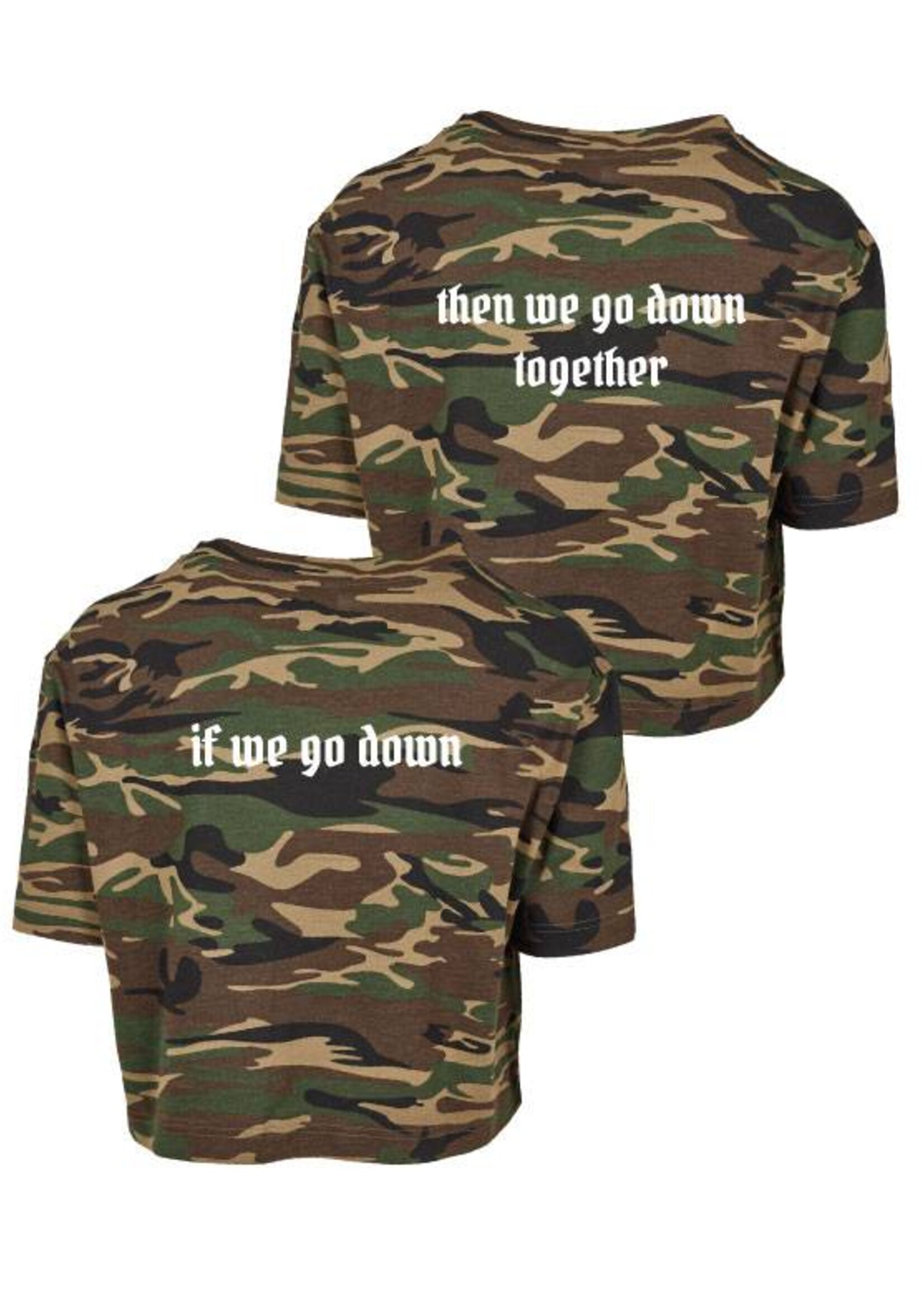 GO DOWN BFF CAMO CROPTOPS