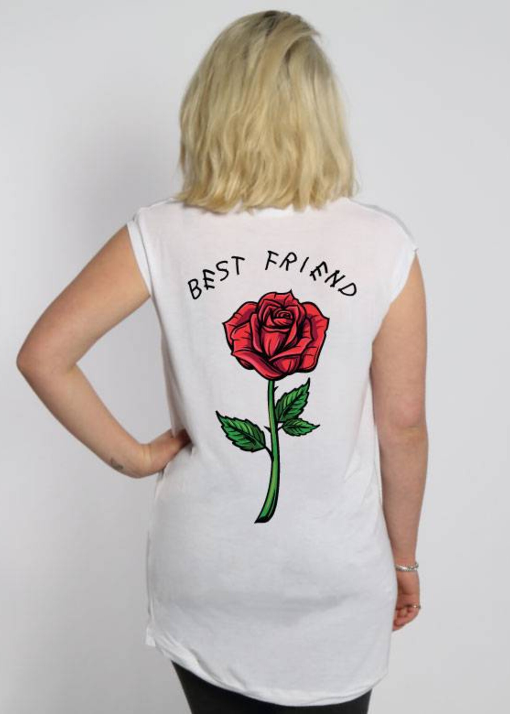 BEST FRIEND ROSE SLEEVELESS TEE