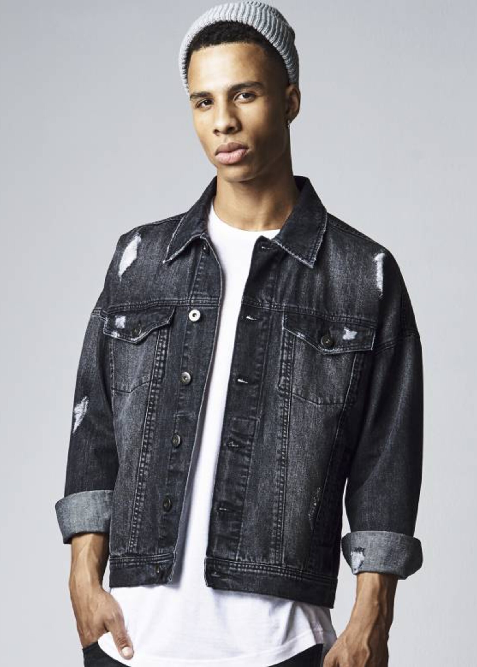 RIPPED DENIM JACKET BLACK (MEN)