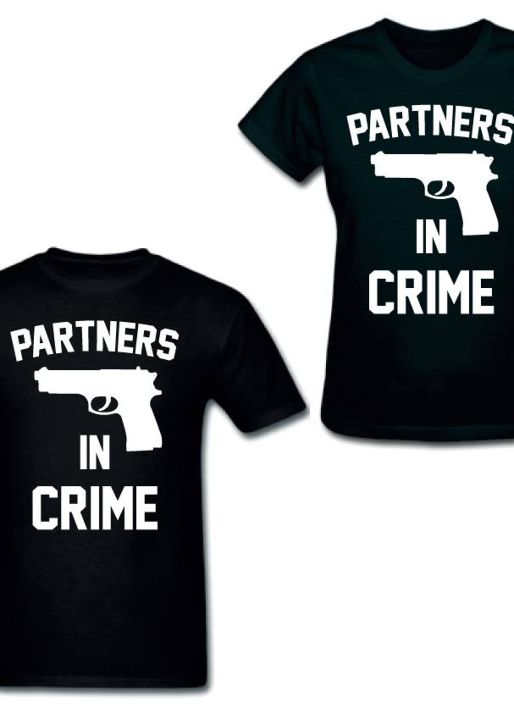 PARTNERS IN CRIME GUN COUPLE TEES