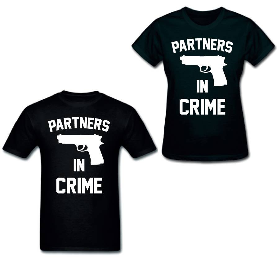 PARTNERS IN CRIME GUN COUPLE TEES 