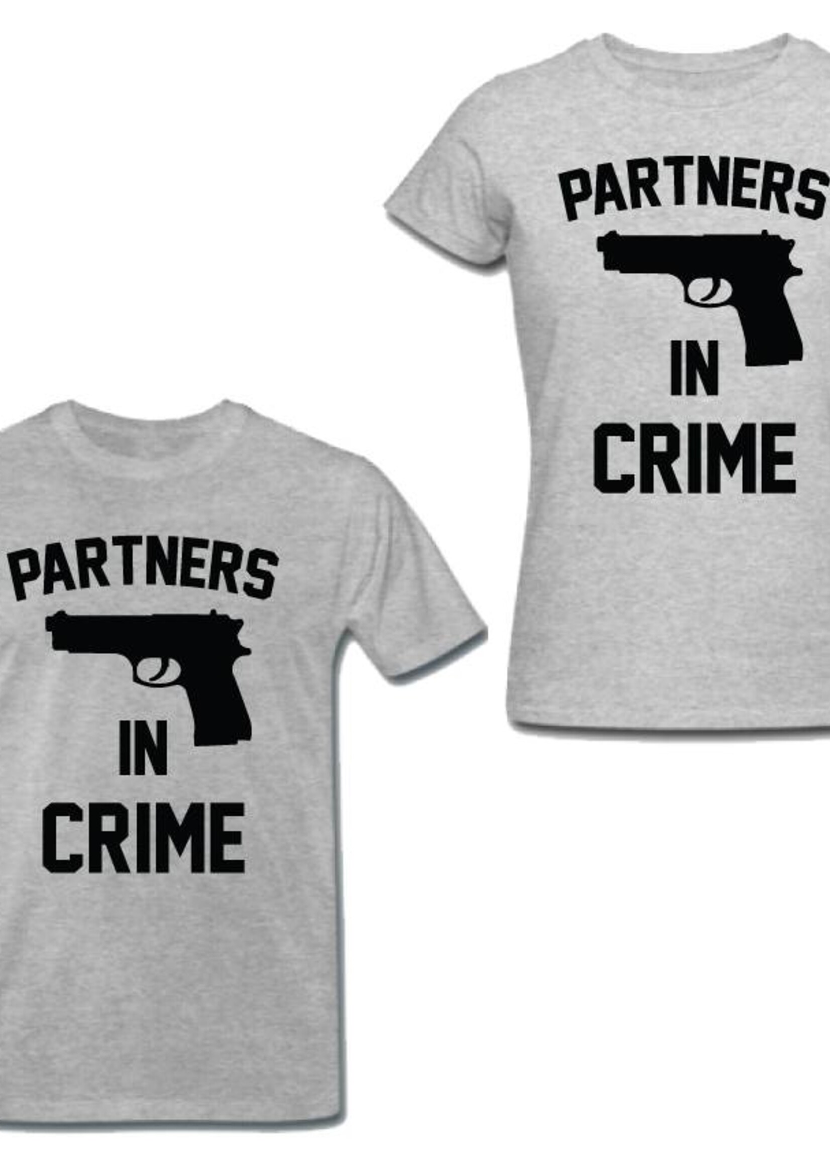 PARTNERS IN CRIME GUN COUPLE TEES