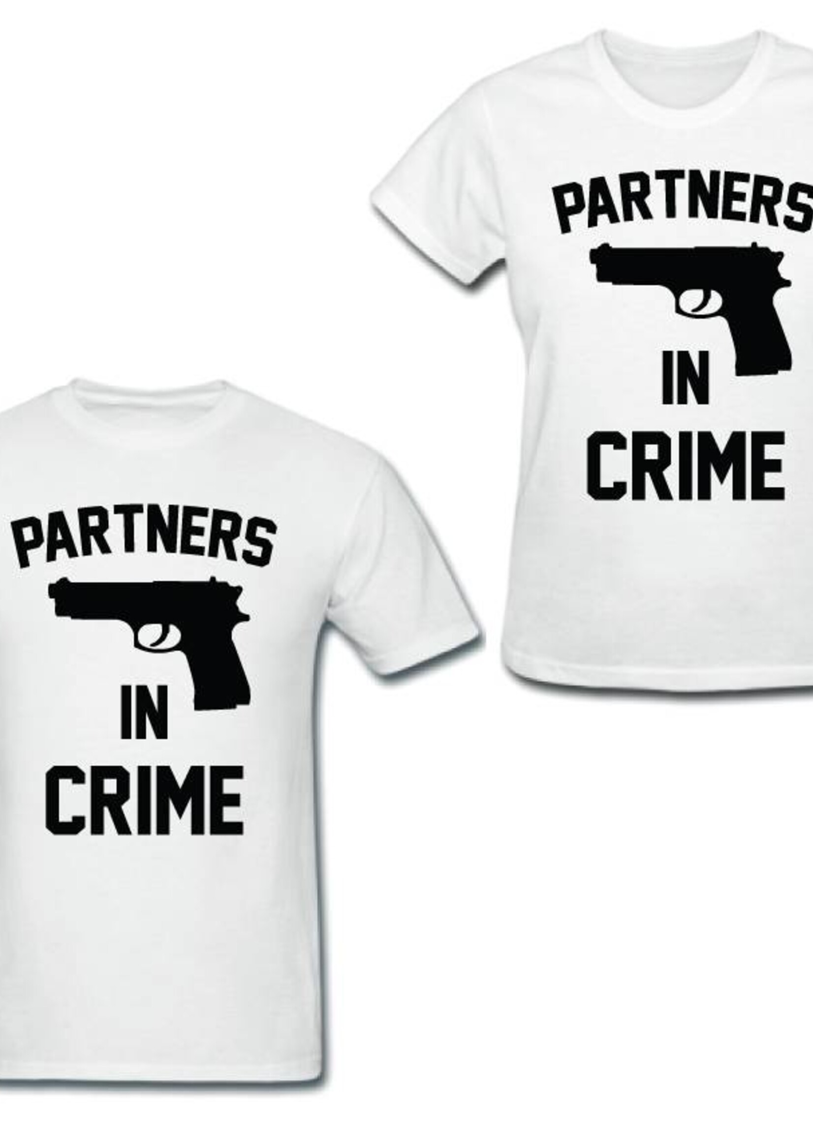 PARTNERS IN CRIME GUN COUPLE TEES