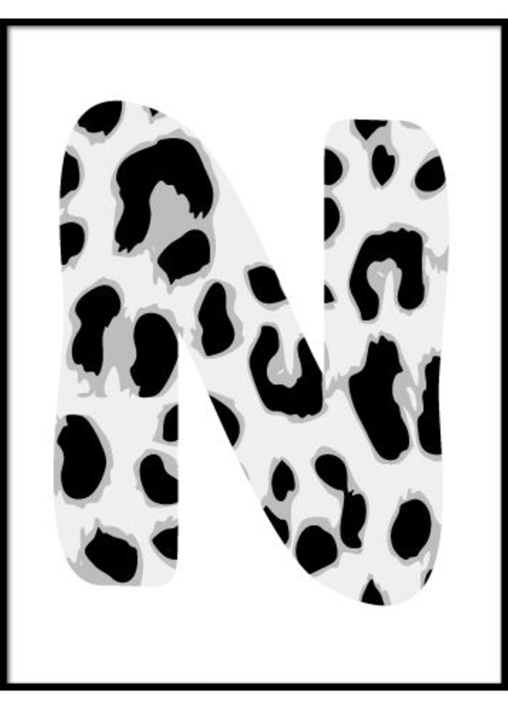 GREY LEOPARD INITIAL POSTER (CUSTOM MADE)