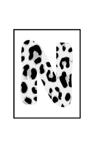 GREY LEOPARD INITIAL POSTER (CUSTOM MADE) 