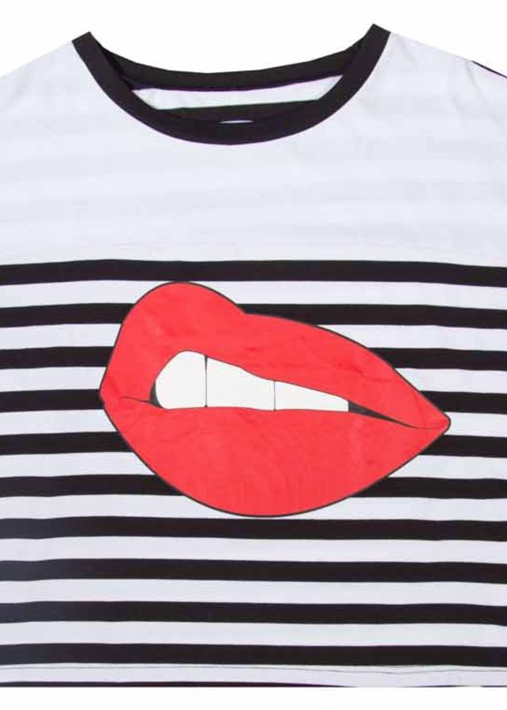 SIXTH JUNE STRIPE LIP OVERSIZE T-SHIRT