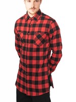 SIDE-ZIP LONG FLANNEL SHIRT BLACK/RED (MEN)