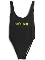 90'S BABY SWIMSUIT BLACK/NEON YELLOW