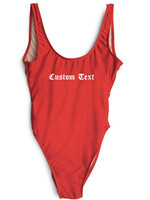 CUSTOM TEXT LA SWIMSUIT RED
