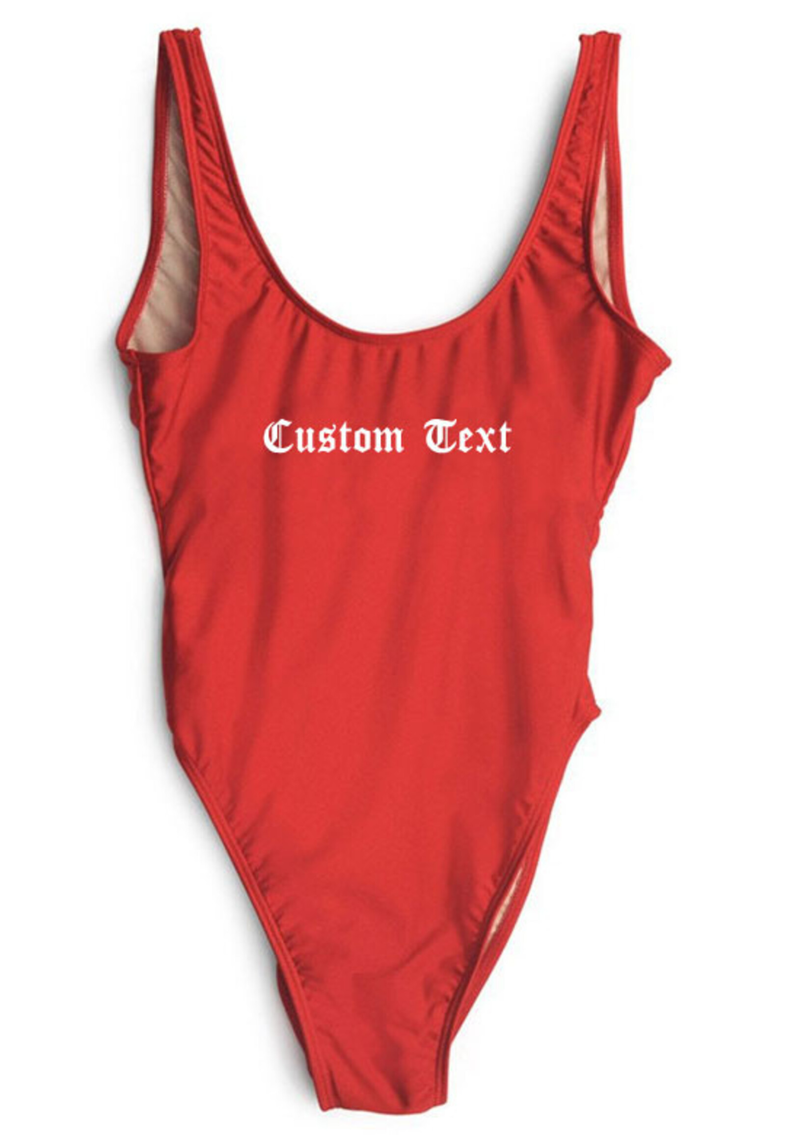 CUSTOM TEXT LA SWIMSUIT RED