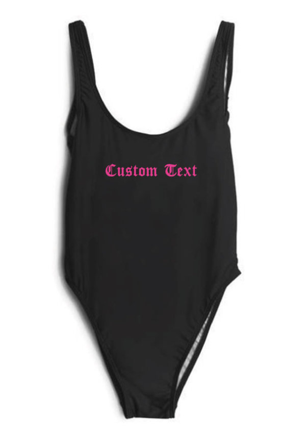 custom text swimsuit