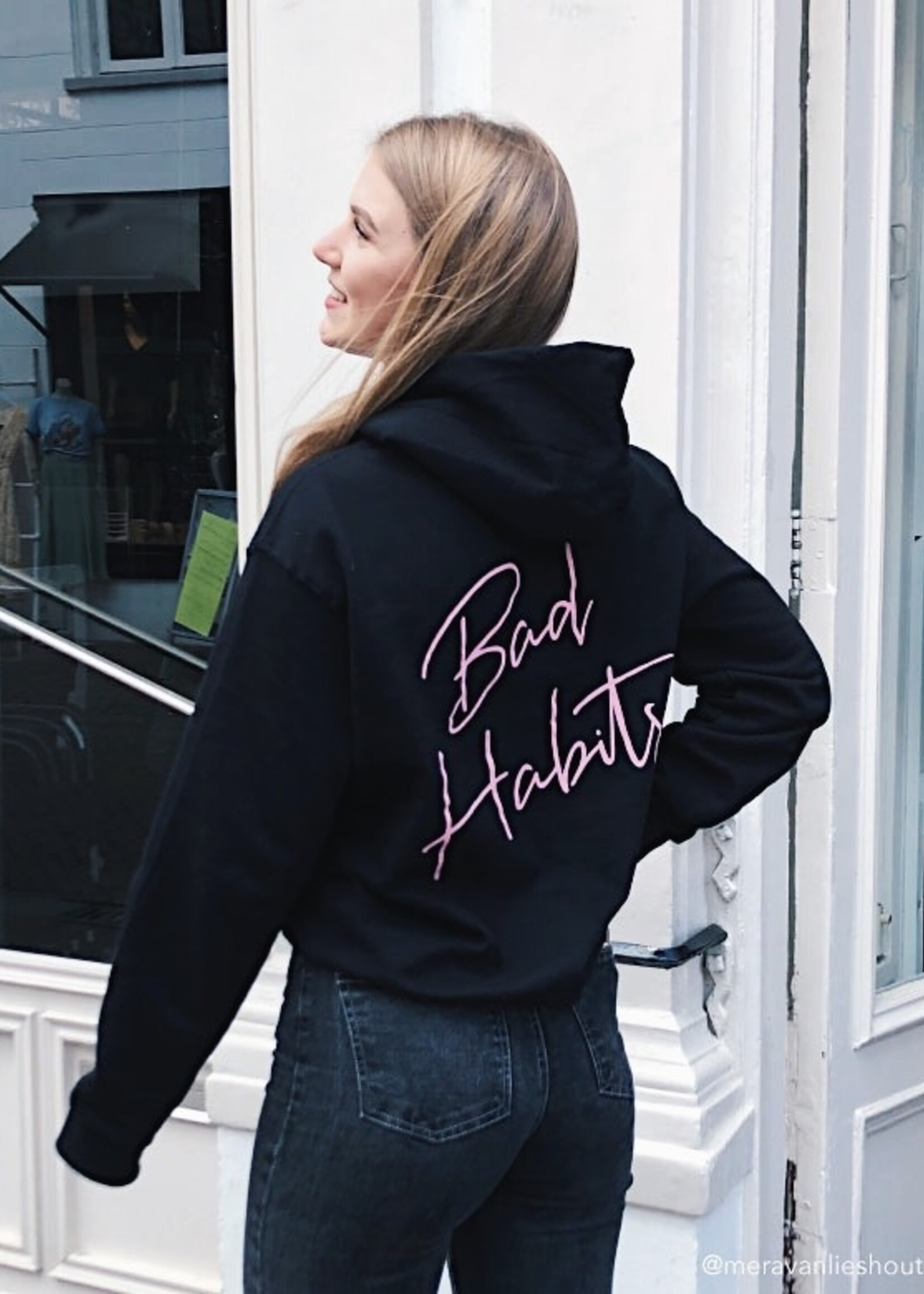 BAD HABITS SIGNATURE HOODIE SOFT PINK PRINT