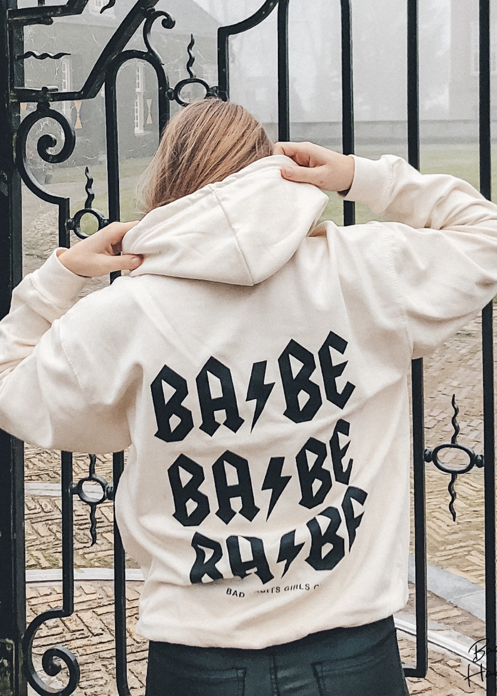 BABE BABE BABE HOODIE CREAM