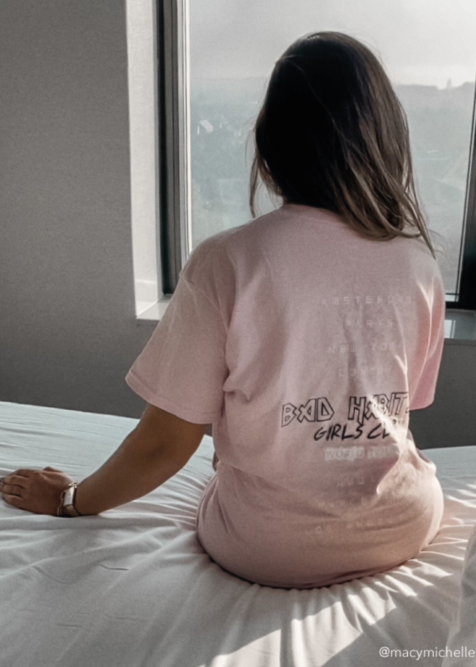 BAD HABITS GIRLS CLUB WORLD TOUR TEE SOFT PINK