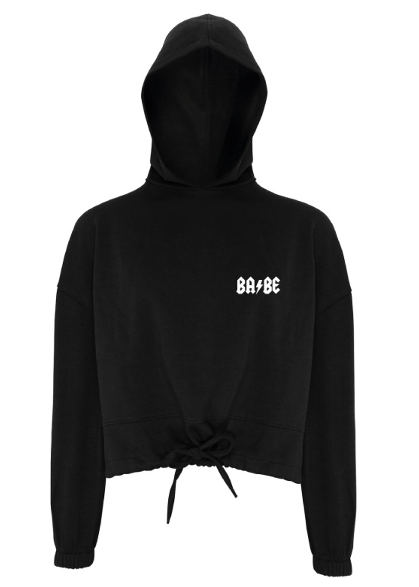 BABE CROPPED OVERSIZED HOODIE BLACK