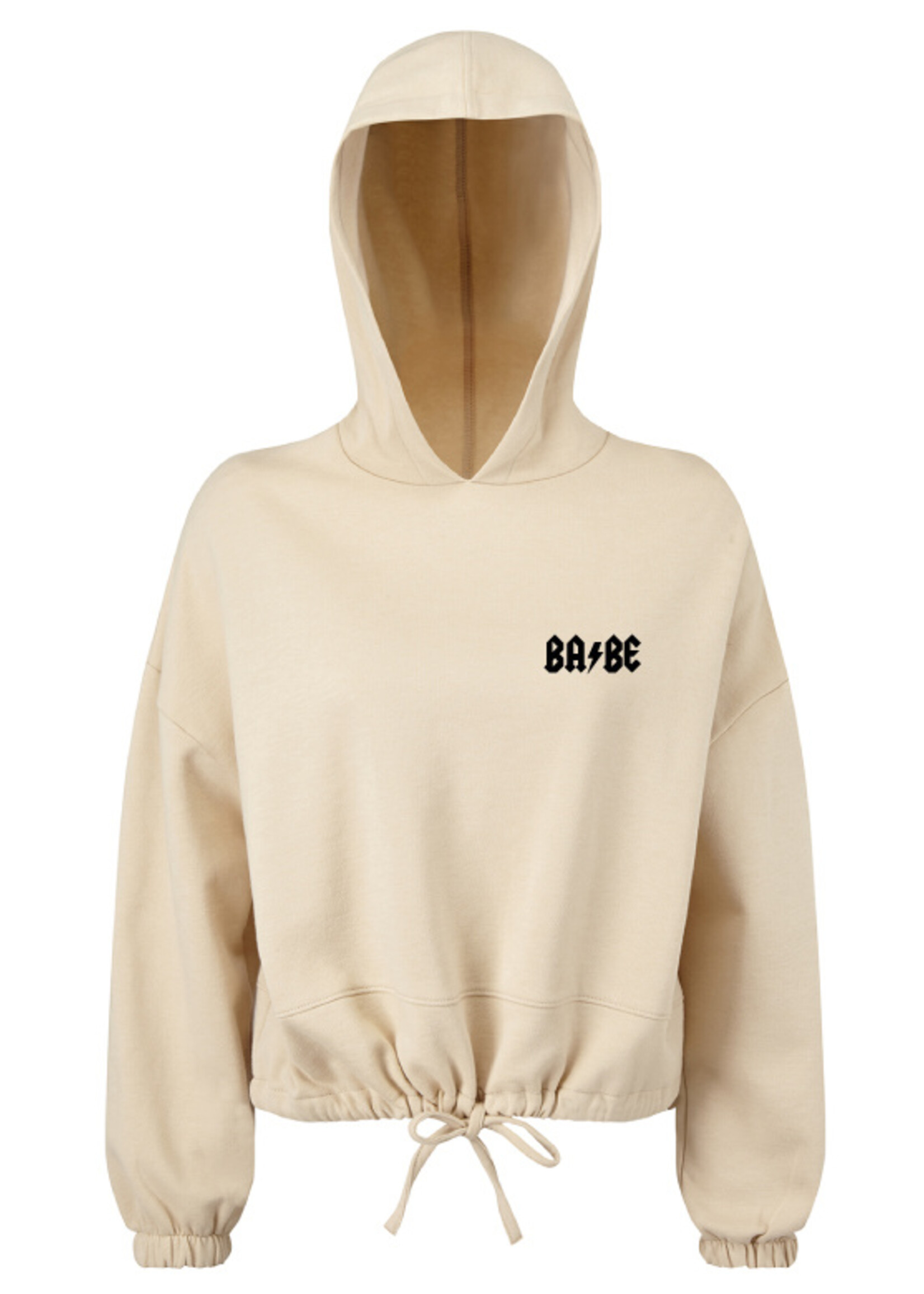 BABE CROPPED OVERSIZED HOODIE NUDE