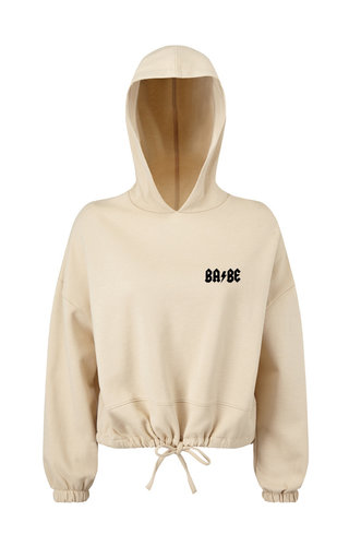 BABE CROPPED OVERSIZED HOODIE NUDE 