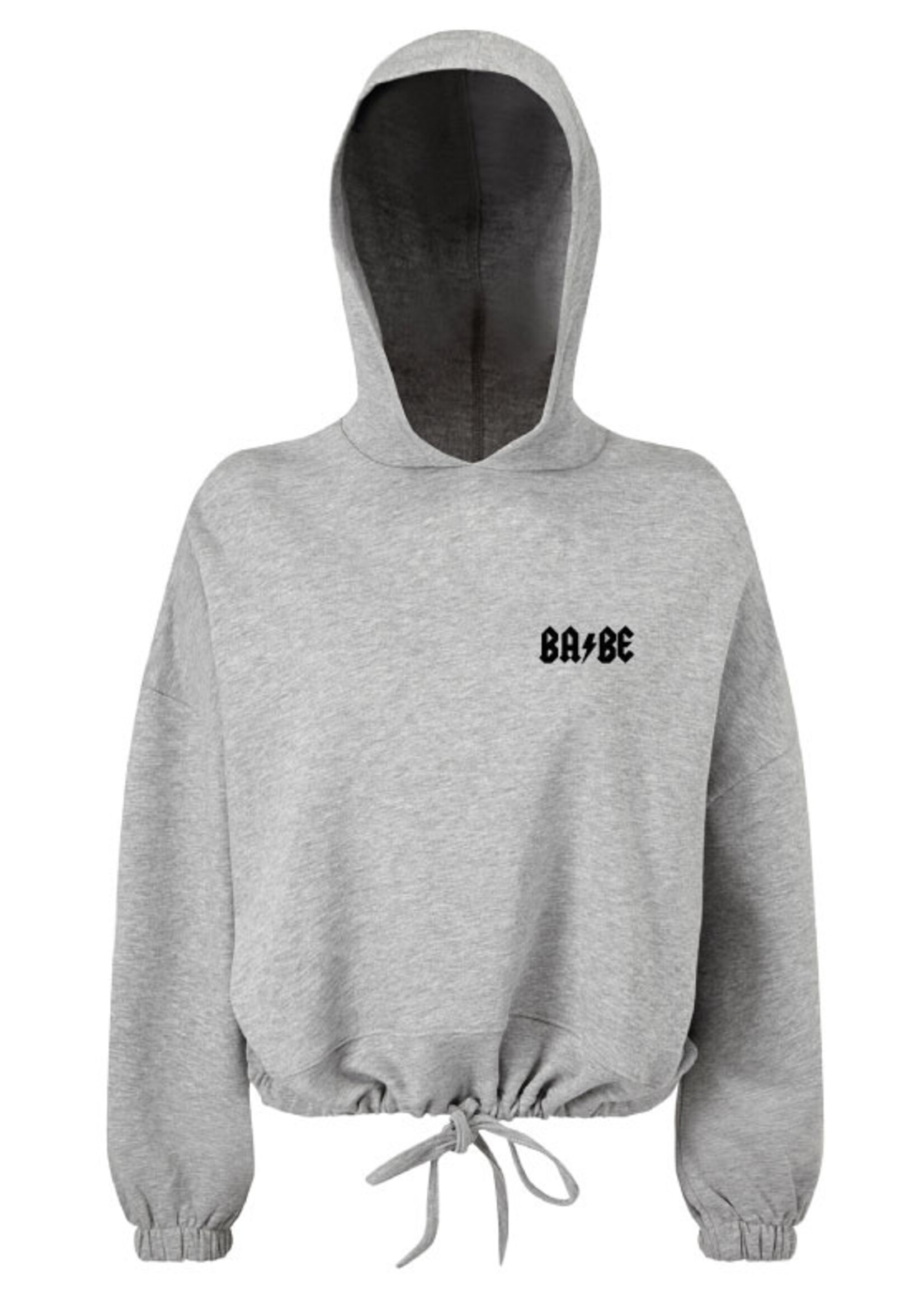 BABE CROPPED OVERSIZED HOODIE GREY