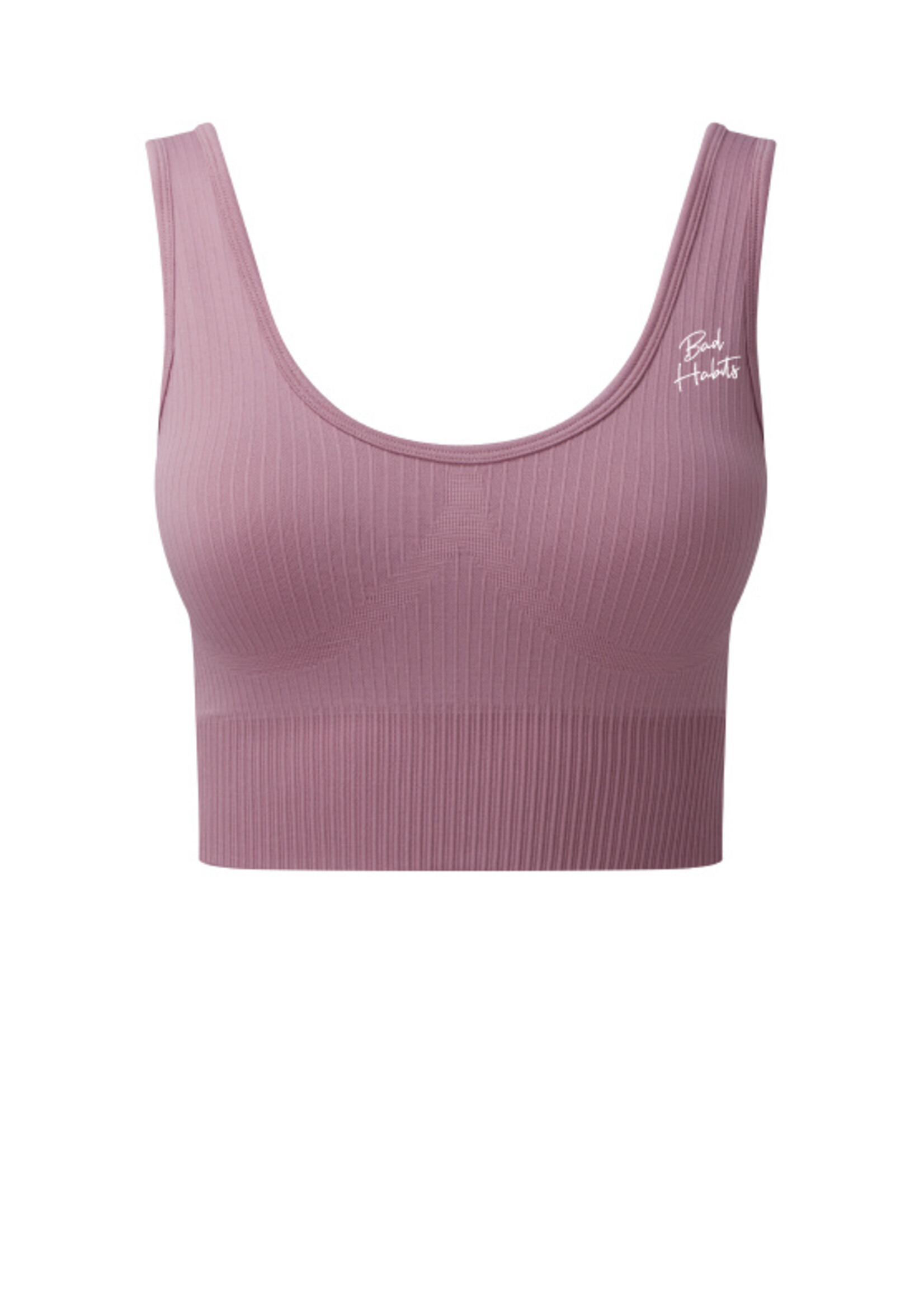 RIBBED SEAMLESS SPORT BRA MAUVE