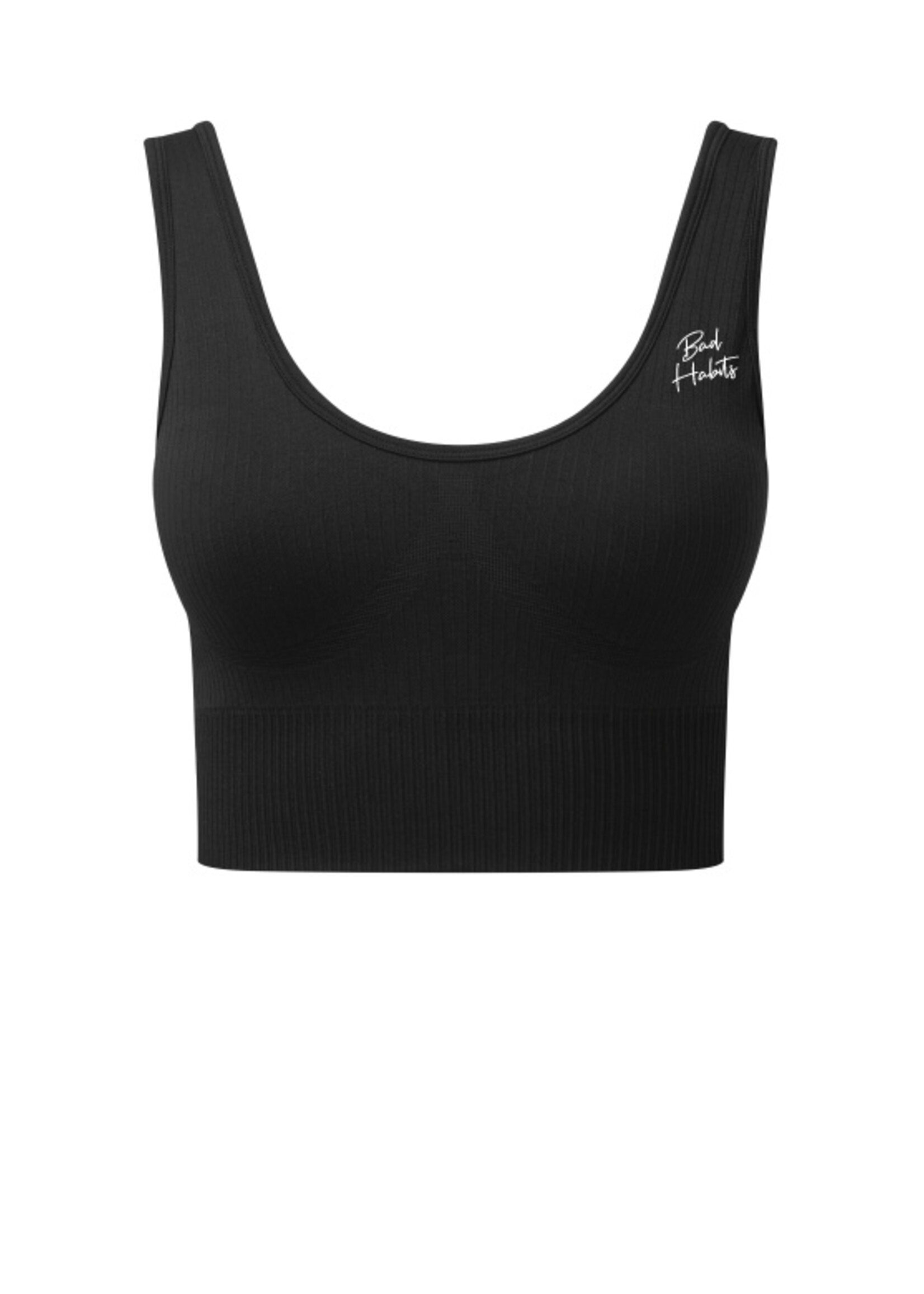 RIBBED SEAMLESS SPORT BRA BLACK