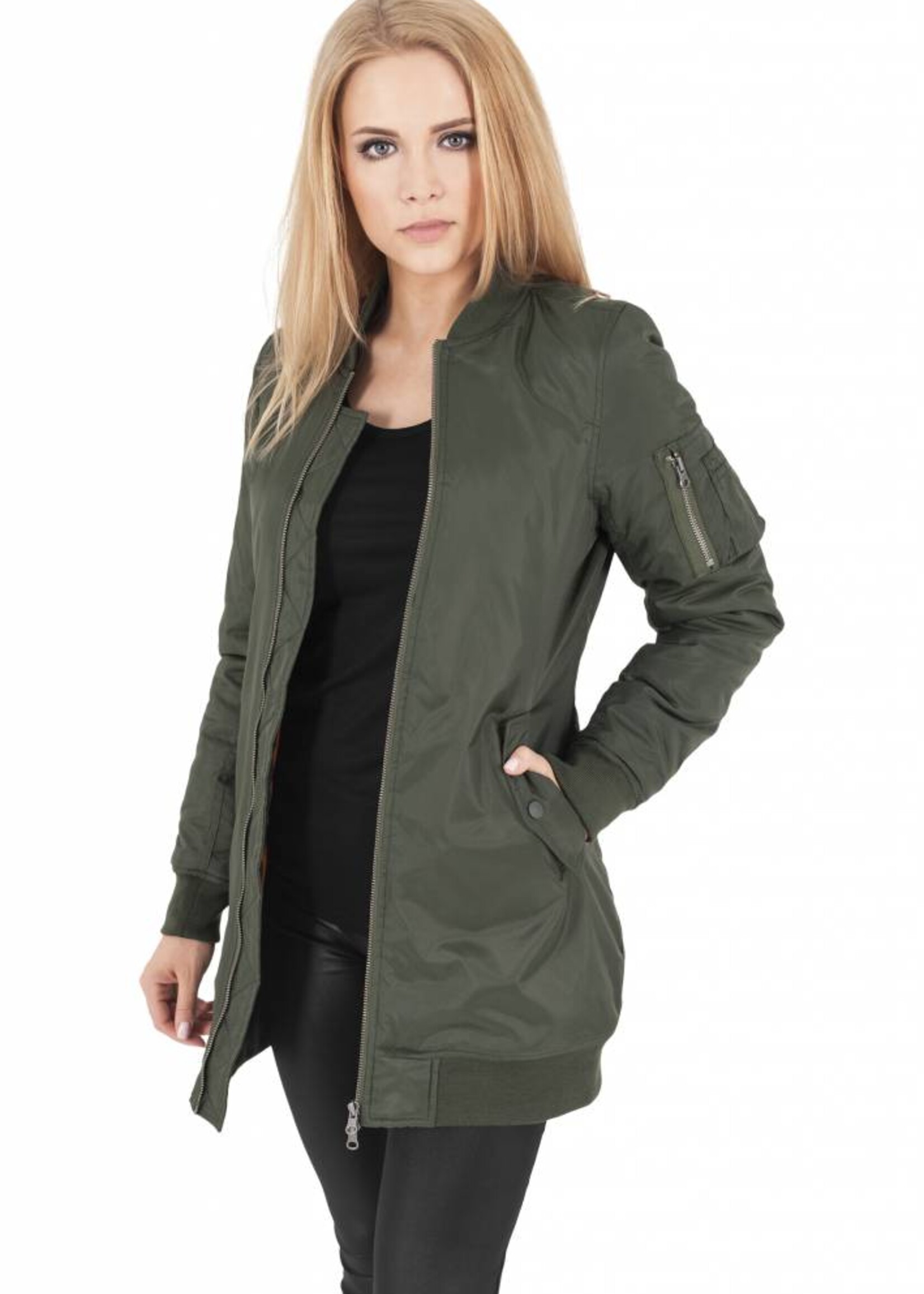 BASIC LONG BOMBER JKT OLIVE (WMN)
