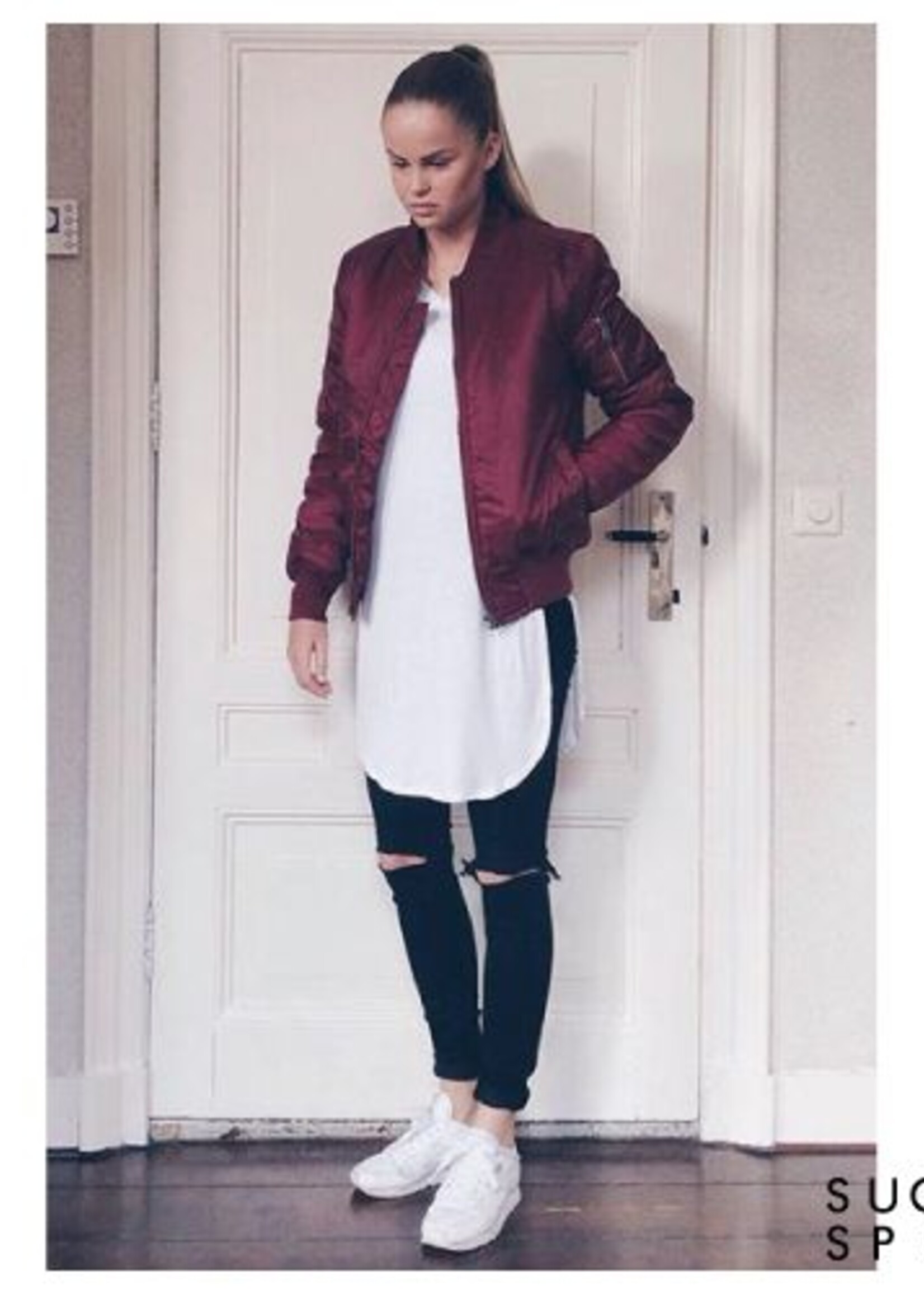 BASIC BOMBER JKT BURGUNDY (WMN)
