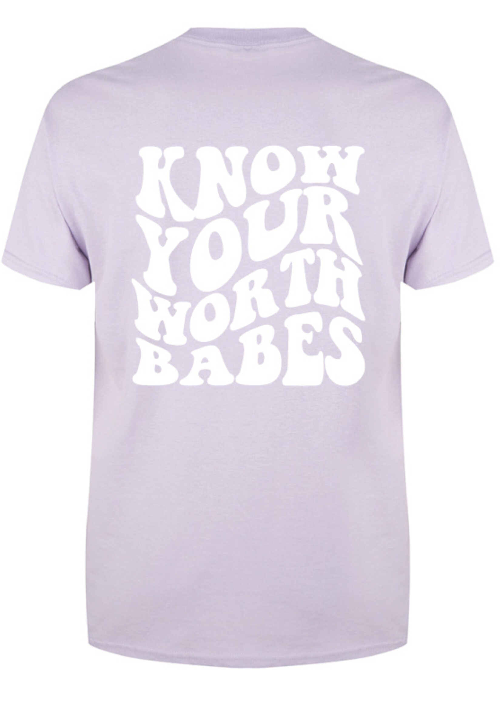 KNOW YOUR WORTH TEE SOFT LILAC