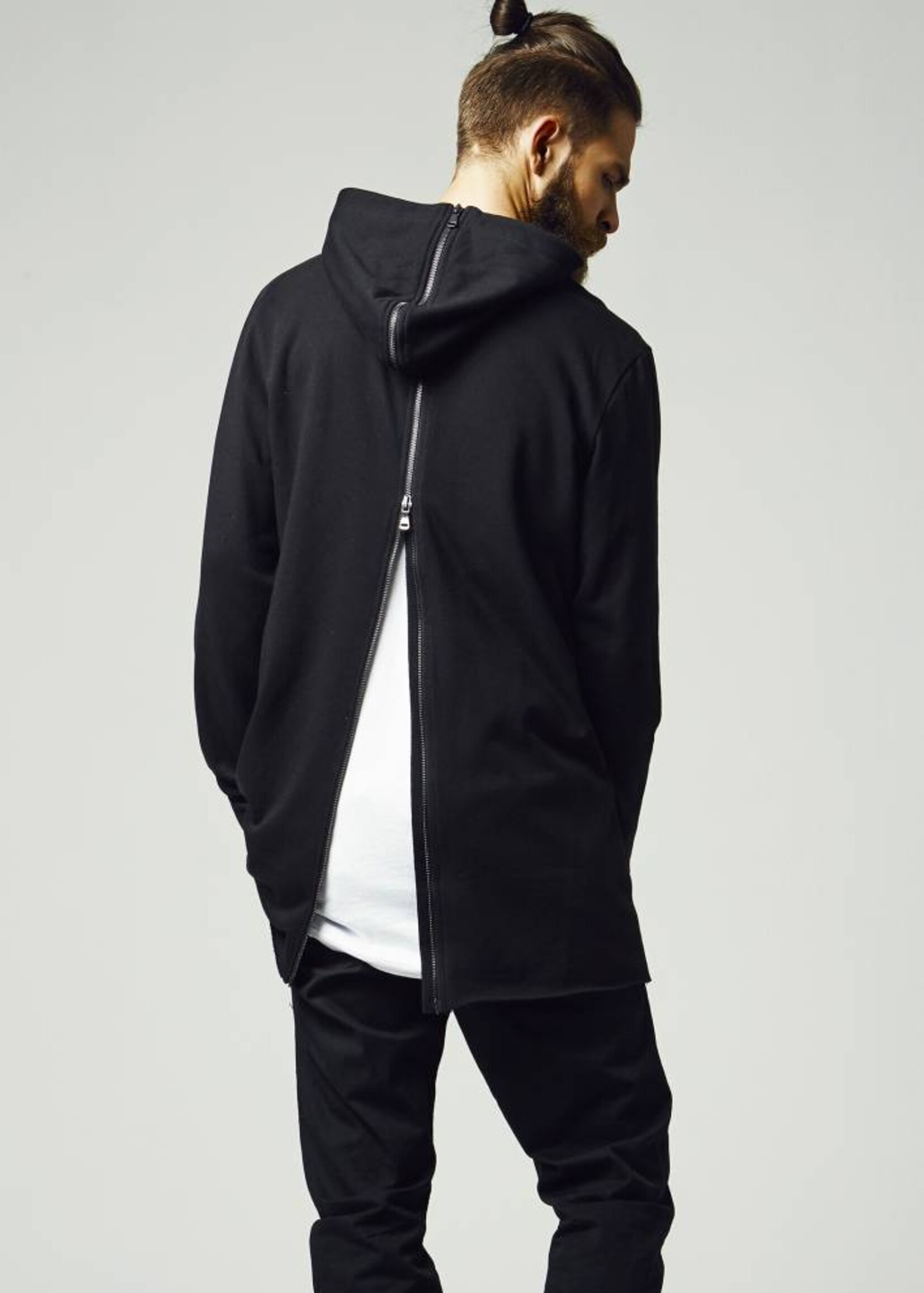 BACK ZIPPER LONG HOODY BLACK (MEN)
