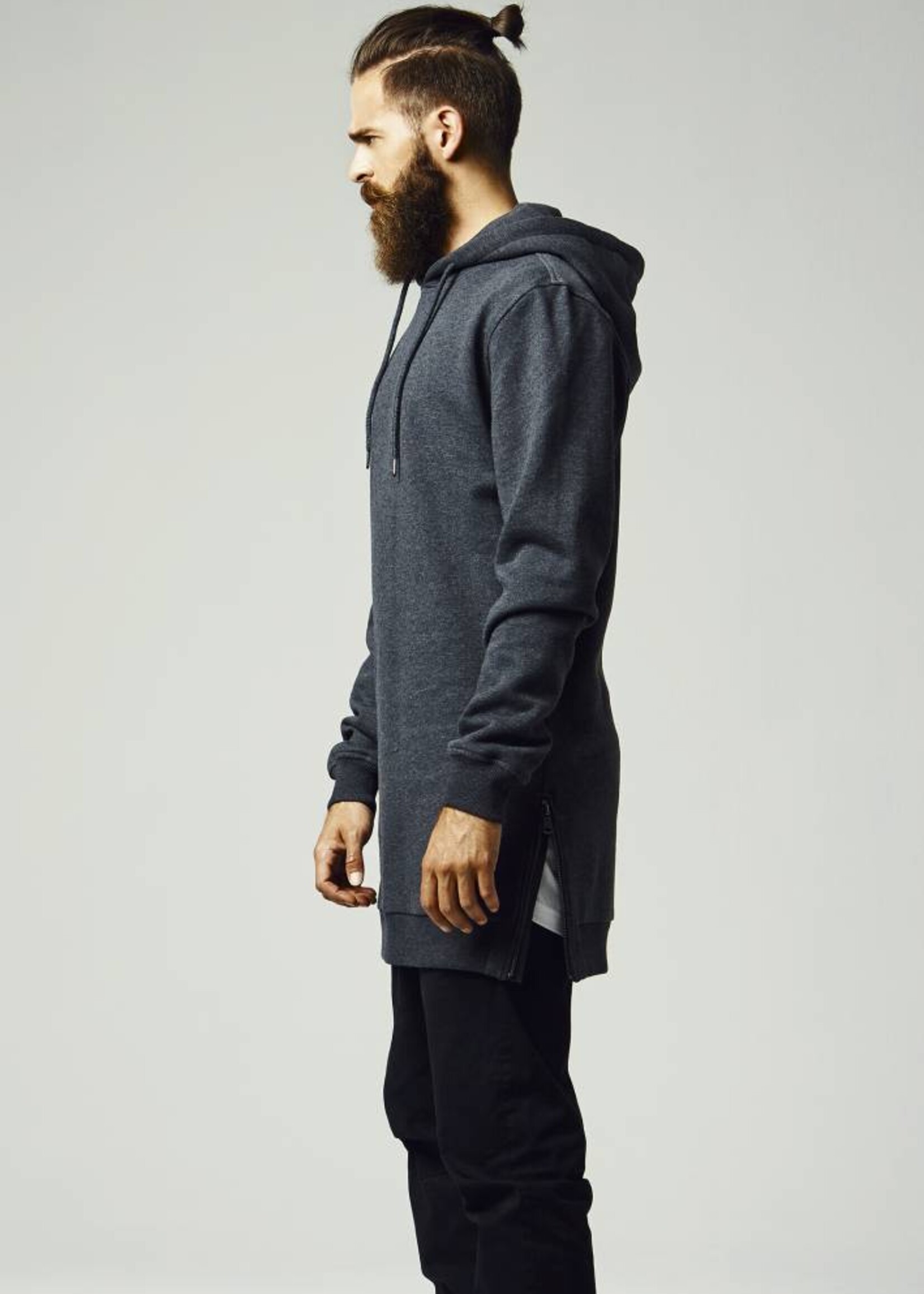 SIDE ZIP LONG HOODY DARK GREY (MEN)