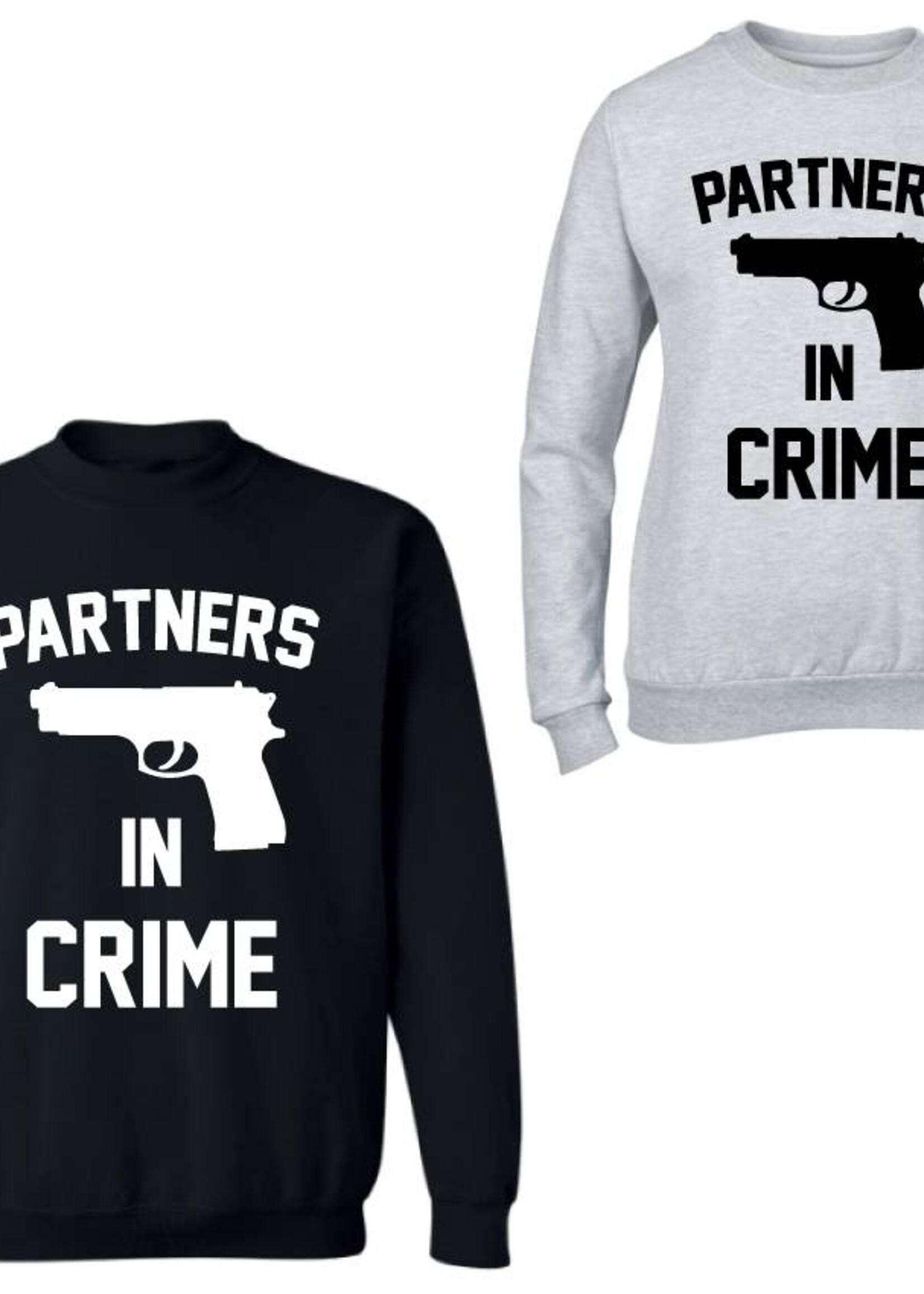 PARTNERS IN CRIME GUN COUPLE SWEATERS