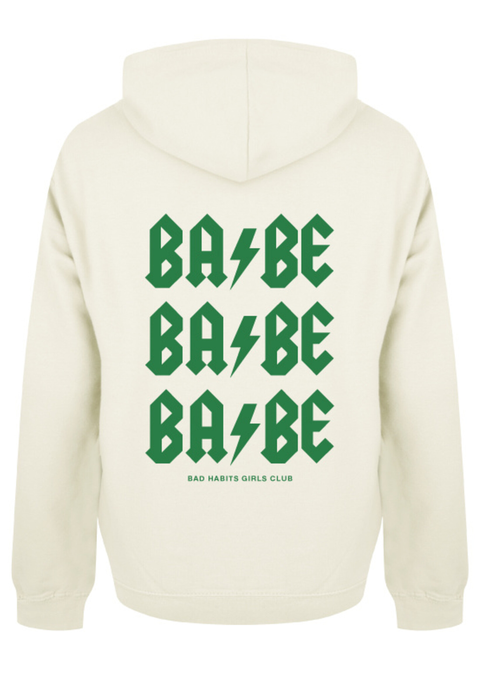 BABE BABE BABE HOODIE CREAM/GREEN