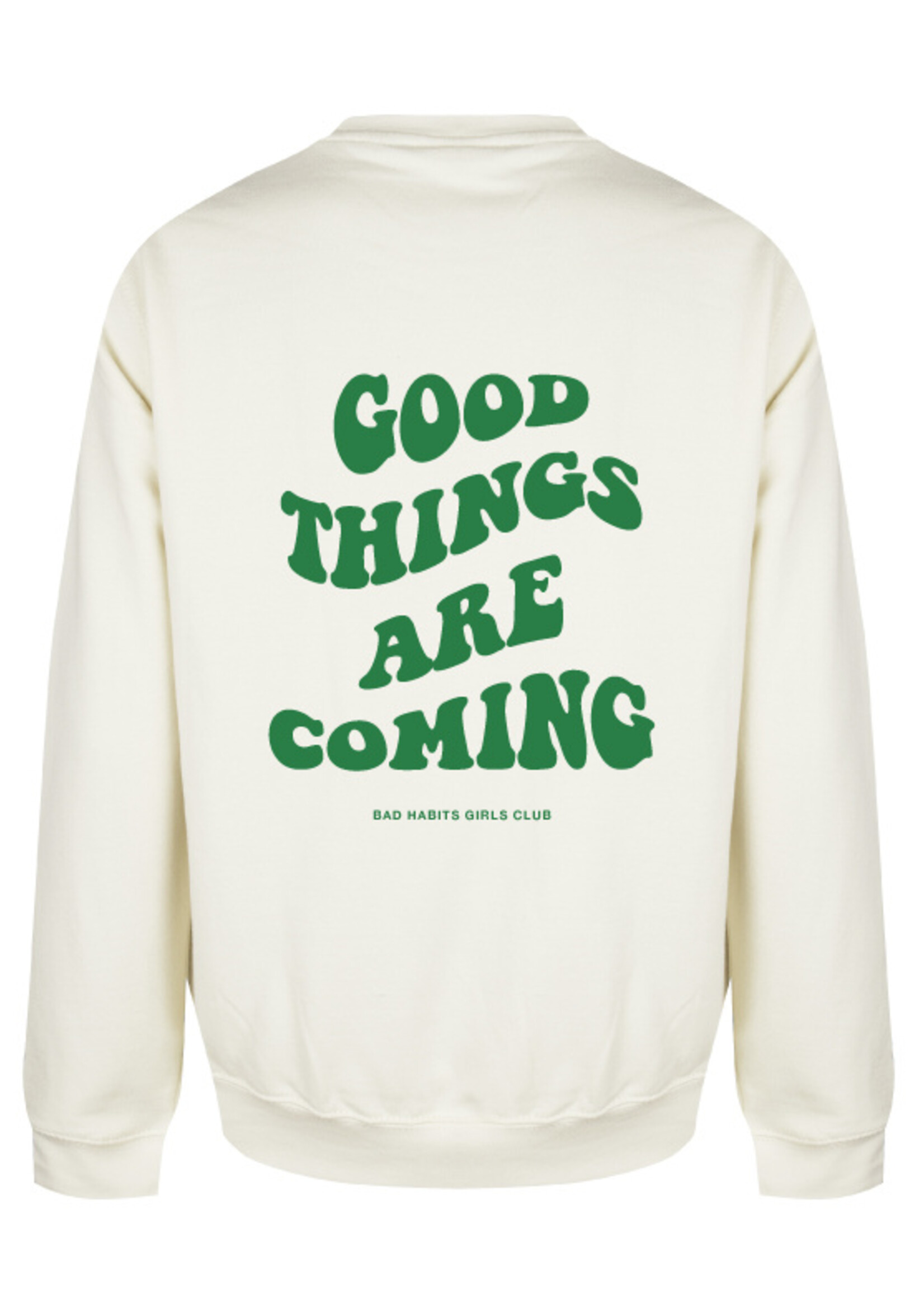 GOOD THINGS ARE COMING SWEATER CREAM/GREEN