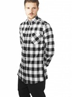 SIDE-ZIP LONG FLANNEL SHIRT BLACK/WHITE (MEN)