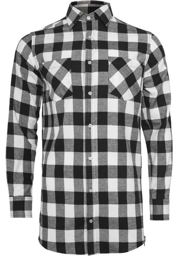 SIDE-ZIP LONG FLANNEL SHIRT BLACK / WHITE (MEN) - SUGAR&spikes