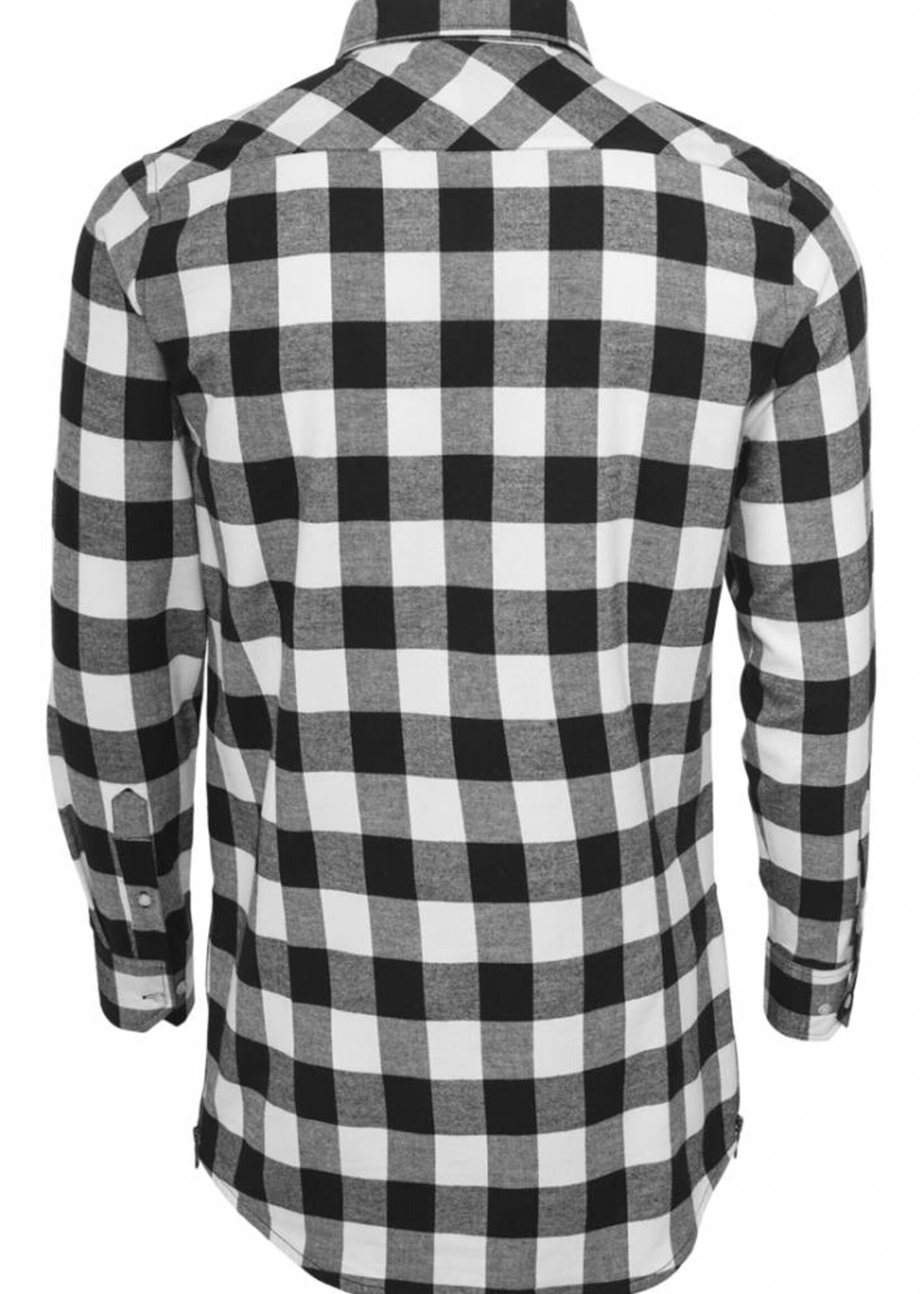 SIDE-ZIP LONG FLANNEL SHIRT BLACK / WHITE (MEN)