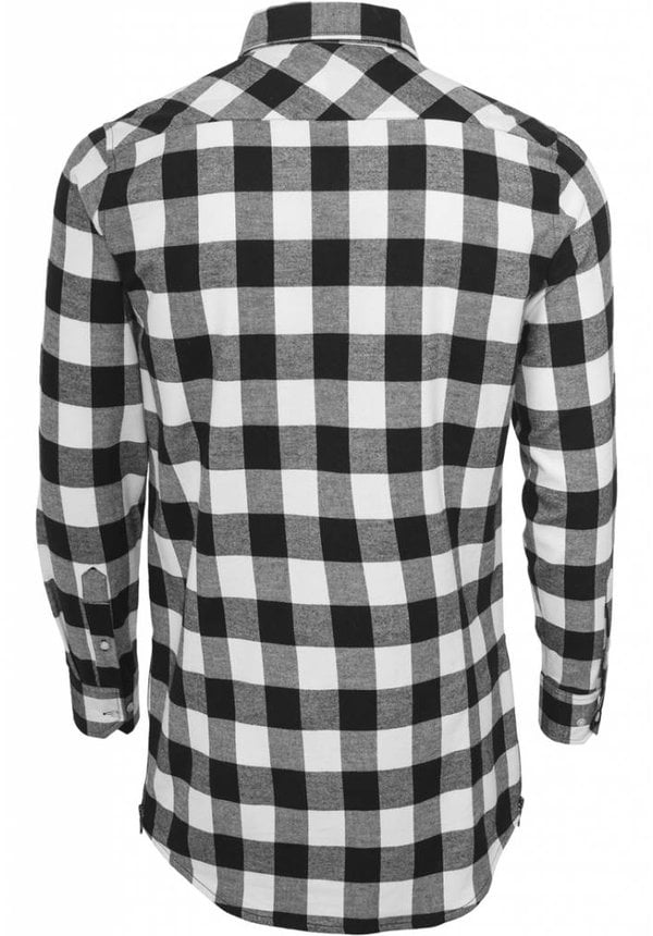 SIDE-ZIP LONG FLANNEL SHIRT BLACK / WHITE (MEN) - SUGAR&spikes