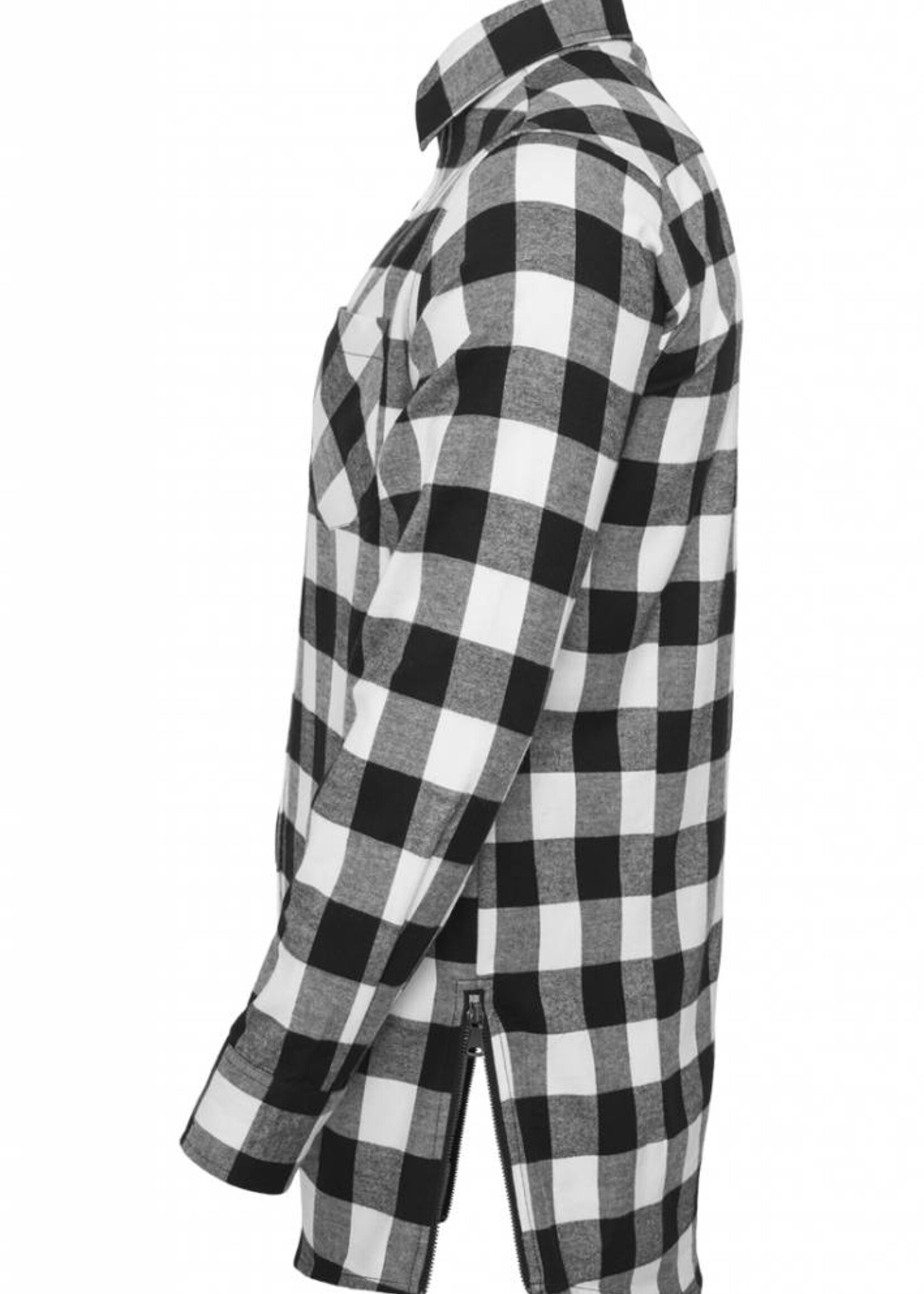 SIDE-ZIP LONG FLANNEL SHIRT BLACK / WHITE (MEN)
