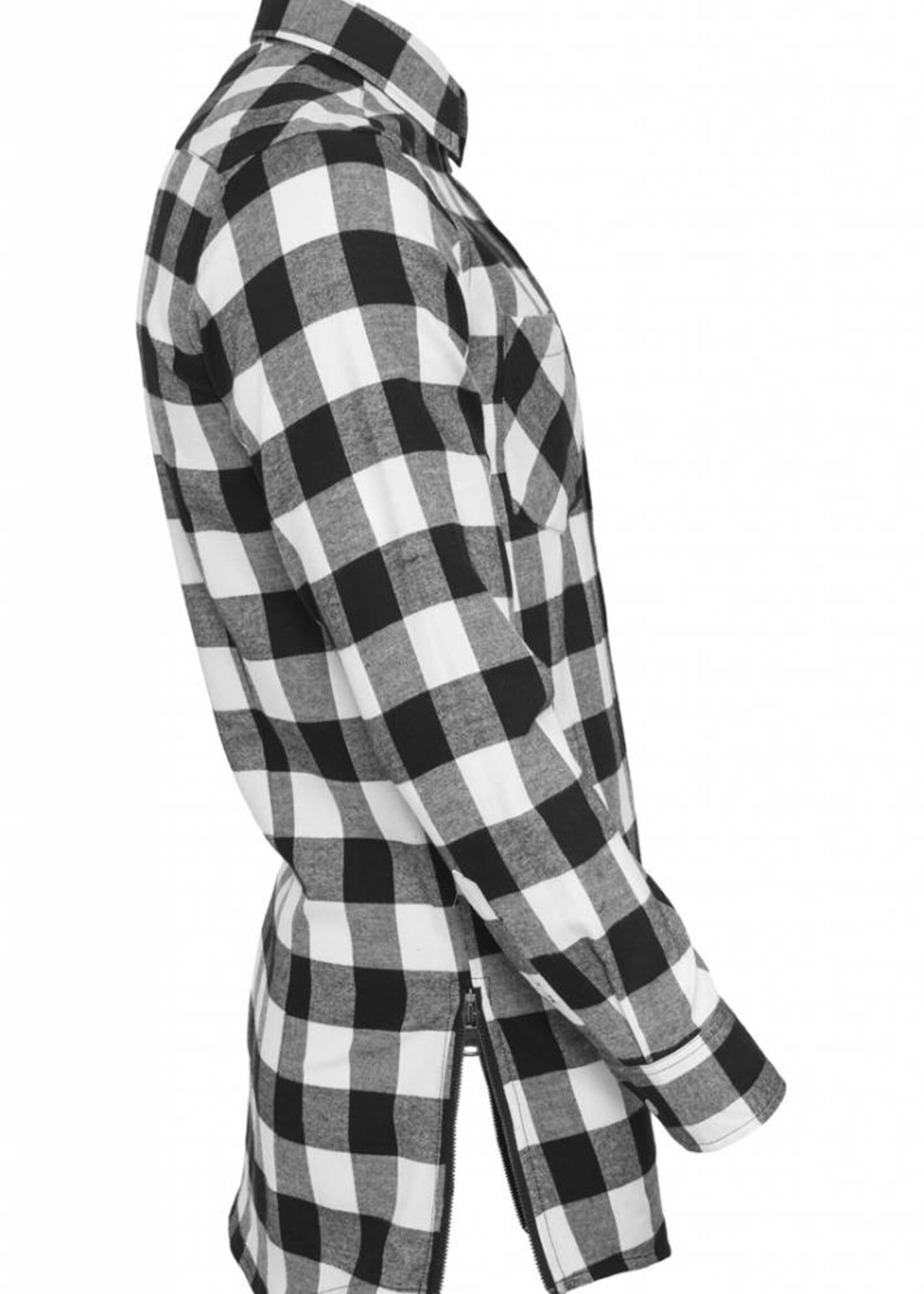SIDE-ZIP LONG FLANNEL SHIRT BLACK / WHITE (MEN)