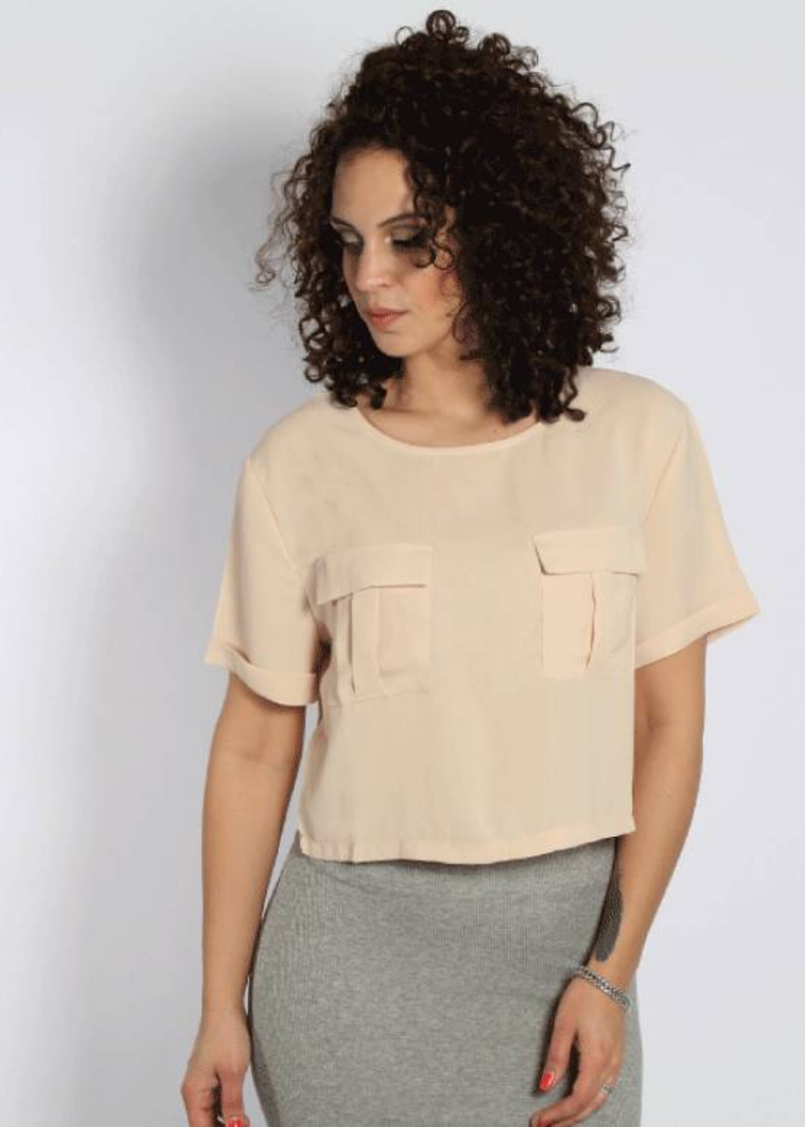 POCKET CROP TOP NUDE